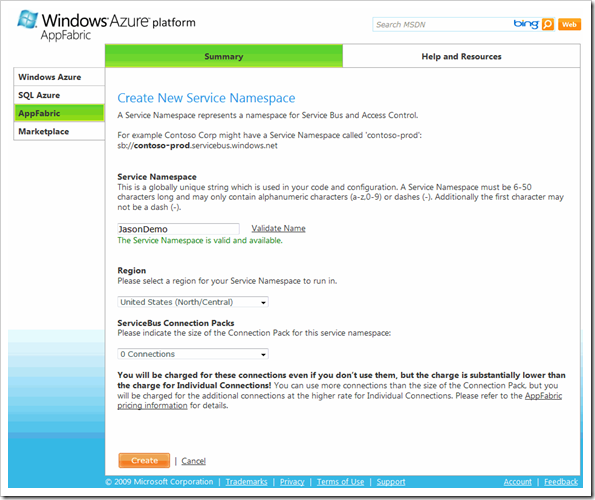 create_service_namespace
